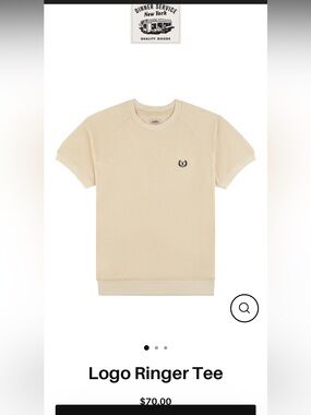 Dinner Service Logo Ringer Tee - Cream size M NWT